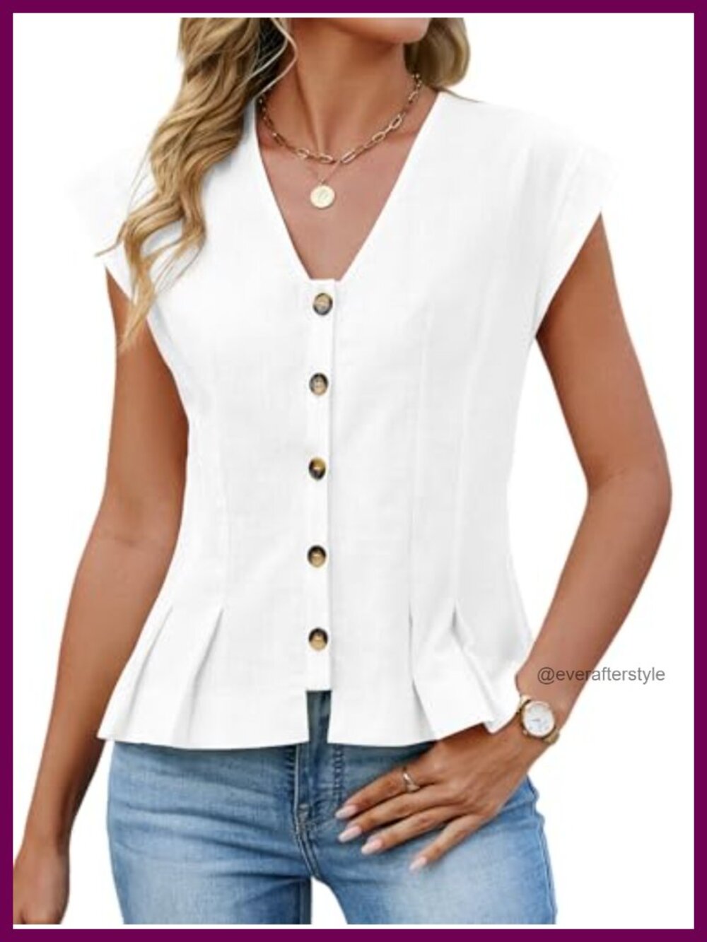 Women's 100% Cotton V-Neck Crop Tank Top Button Down Cap Sleeve Summer Blouse